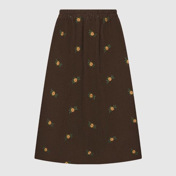 Apotcare Brown Retro Forest Floral Skirt